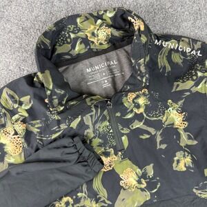 Municipal Jacket Small Black Floral Print Pullover Sport Utility Gear Anorak Men
